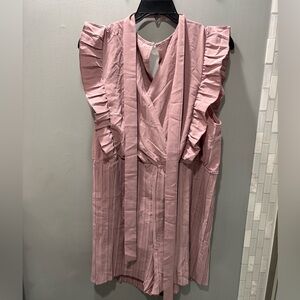 SHEIN Pink Ruffled Shorts Romper